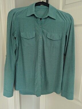 Eddie Bauer Teal Green Button-Down Shirt with Chest Pockets